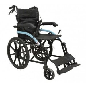 OH 372-BLBPremium Black Blue Wheelchair with Alloy Wheels and Brake Assist