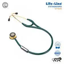 LIFE LINE L2 Gold Stethoscope (Black) | Dual Side Diaphragm Chest Piece for Adult and Paediatric | 2-way Tube | Suitable for Doctors